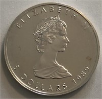 1989 Canadian 1-Oz Silver Maple Leaf