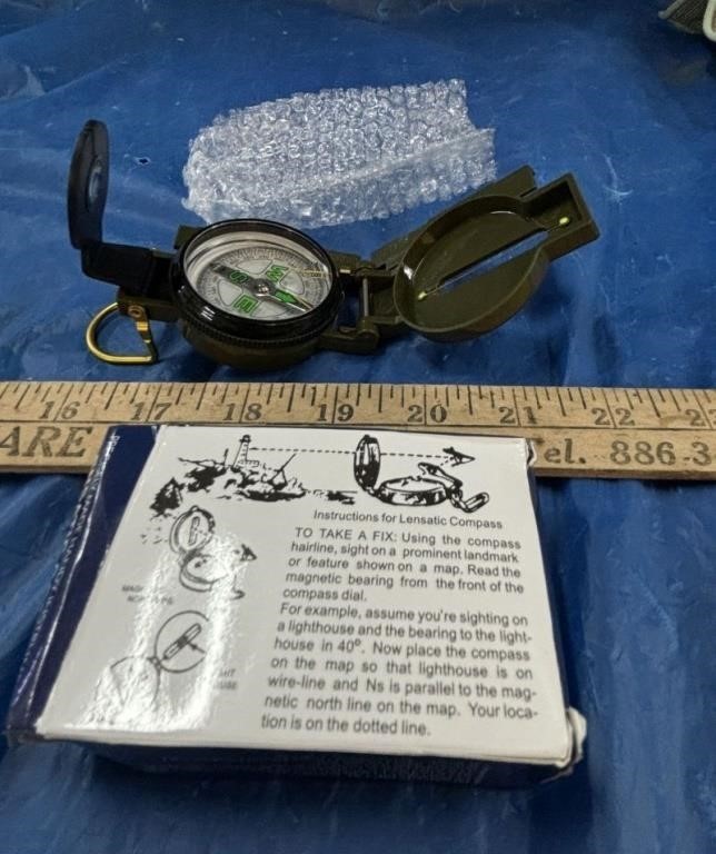 New/Unused Plastic Lensatic Compass