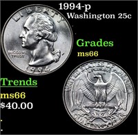 1994-p Washington Quarter 25c Grades GEM+ Unc