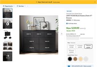 E3572  LINSY HOME Black Dressers,Chest of 7 Drawer