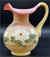 Stunning Fenton Mary Wagner Hp Burmese Pitcher