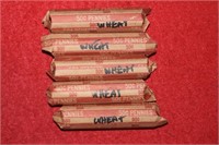 Five Rolls of Wheat Pennies