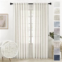 MEETBILY Natural Linen Back Tab Curtains 92 inch