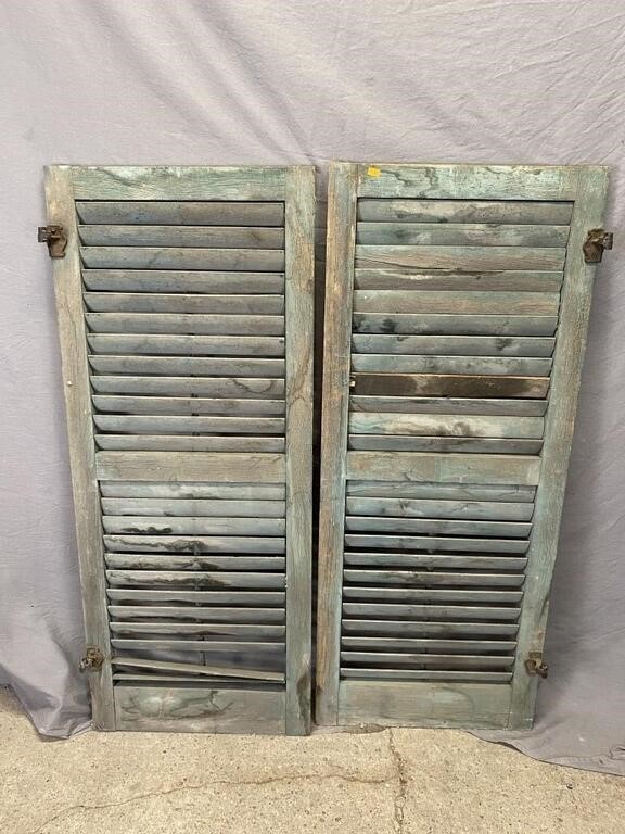 2 Green Wooden Shutters