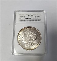 1878 Morgan Dollar AU68 7 TF VAM-83