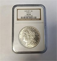 1878 Morgan Dollar AU58 8 TF VAM-7