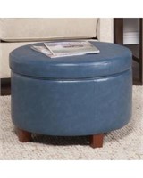 Leatherette Storage Ottoman - Blue