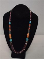 Colorful Shell Beads & Turquoise Necklace
