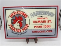 RED CONE POULTRY FEED GLASS SIGN