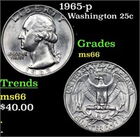 1965-p Washington Quarter 25c Grades GEM+ Unc