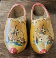 Pair Of Vintage Wooden Clog Shoes