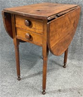 Antique Drop Leaf 2 Drawer Table