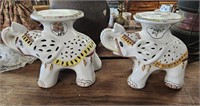 Pair Of Chinese Elephant Plant Stands 14 in.Tall