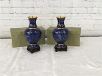 Chinese Cloisonné Vases With Boxes