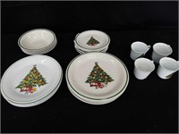 Box of Christmas dishes and mugs