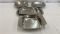 Set of Assorted Stainless Steel Trays and Dishes