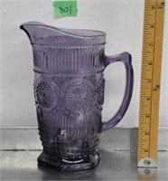 Purple amethyst pressed glass pitcher