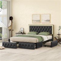 (Incomplete Box)ZNTS Queen Upholstered Bed Frame