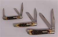 3 Schrade Uncle Henry pocket knives, one knife