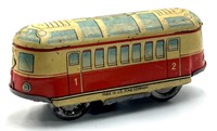 US Zone Germany Tin Litho Clockwork Trolley Car