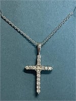 STERLING SILVER ELLE CROSS &CHAIN W RUBY SIGNATURE