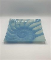 12" Baby Blue Glass Shell Design Dish