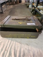 Vintage Military Ammo Box,  25 Cartridges