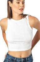 (Size M) White VAVONNE Crop Tops for Women, High