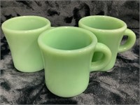 Set of 3 Vintage Jadeite Fire King Mugs