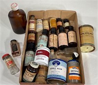 Box Lot of Old Pharmacy Jars & Containers