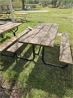 6ft Wooden Top / Metal Frame Picnic Table