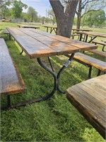 8ft Wooden Top / Metal Frame Picnic Table