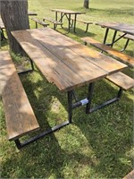 6ft Wooden Top / Metal Frame Picnic Table