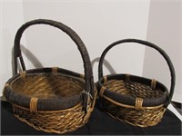 Two Woven Baskets - Yellow Pom Pom