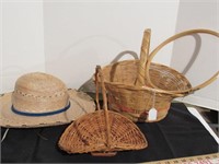 Wicker Basket - Straw Hat - Embroidery Hoop