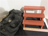 Wooden Stair Step Shelf - Black Duffel Bag