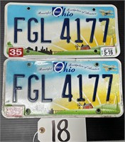 2 Ohio 2016 Bicentential Aviation License Plates