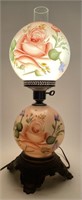 Double Globe Hurricane Parlor Floral Lamp