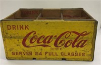 Coca Cola Yellow Wooden Crate