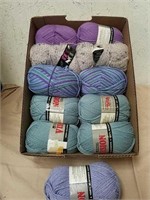Group of purples and blue yarn