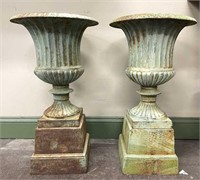 Pair of French Style Cast Iron Urn Plants