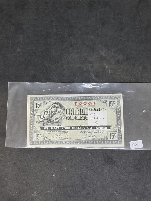 Canadian Tire Coupon 1960s 15 Cents