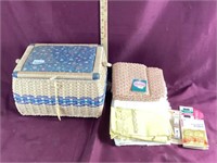 Vintage Hand Made Sewing Basket with misc supplies