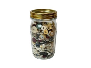 Ball Wide Mouth Glass Jar w/ Vintage Buttons