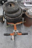 Yard Spreader, Tires, and Oil Drain Pans