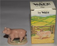 Vtg Wade Whimsie Land Porcelain Pig Figure & Box