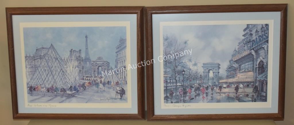 (L) Pair of 18.5x15.5" Framed Paris Prints