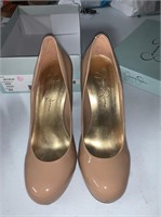 Jessica… JS-Calie Shoes Nude patent size 8M #HB63