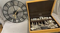 Wall Clock, Various Brands Silverware