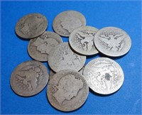 (10) Random Date Barber Quarters